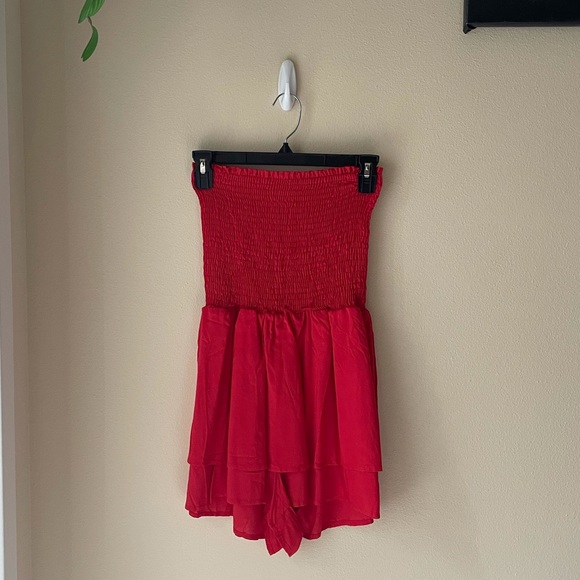 Nordstrom Red Strapless Smock Romper - Picture 3 of 12